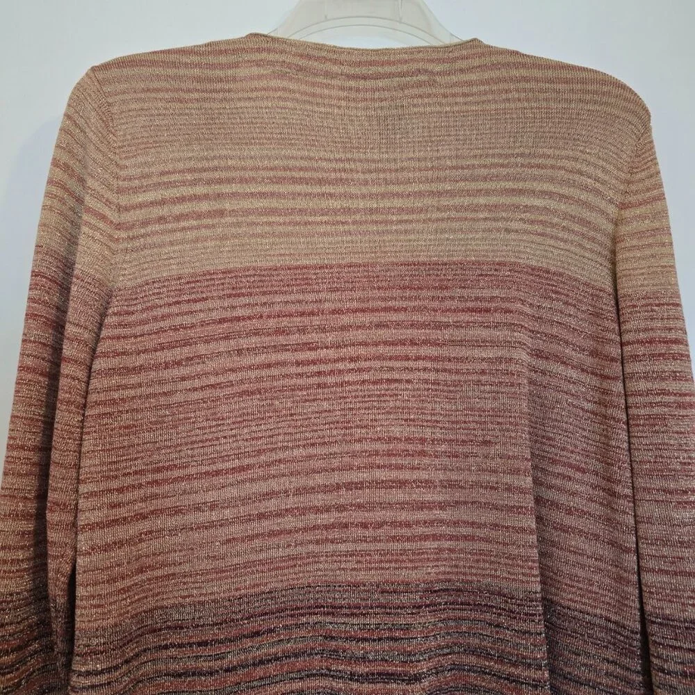 Peck & Peck Metallic Ombre Longline Open Front LS Cardigan